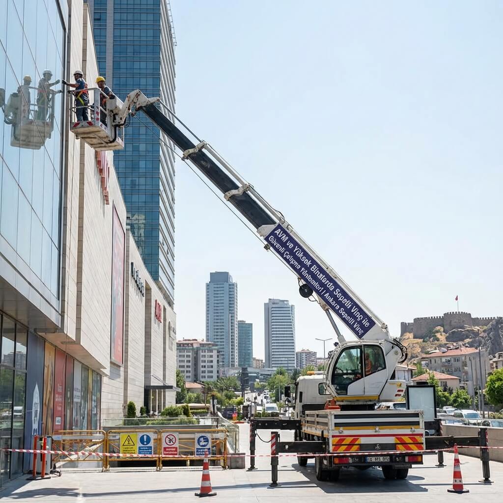 AVM ve Yüksek Binalarda Sepetli Vinç ile Güvenli Çalışma Yöntemleri